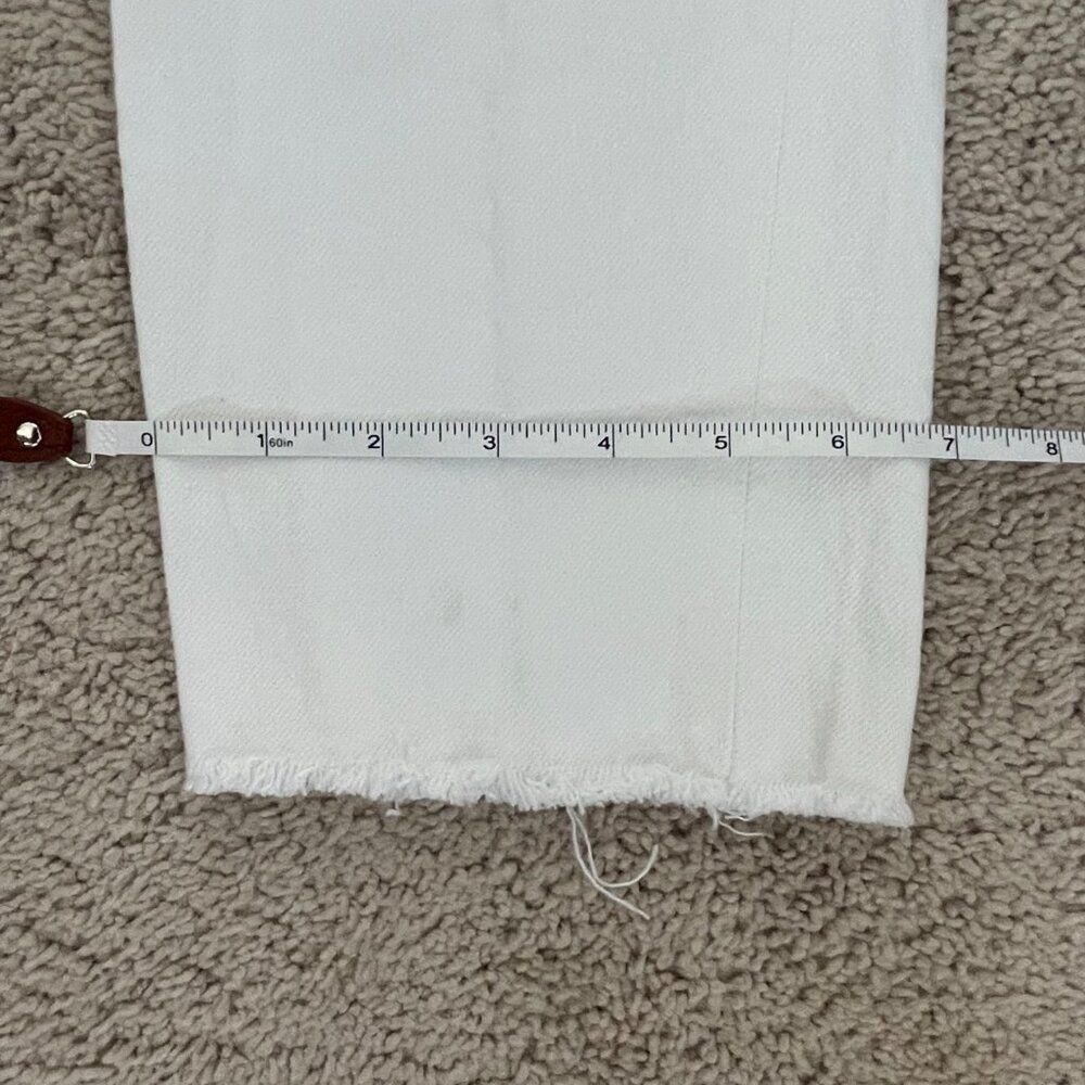 ZARA Straight Leg Jeans Women 2 White Raw Hem Mid Rise Denim Minimalist - Picture 8 of 8